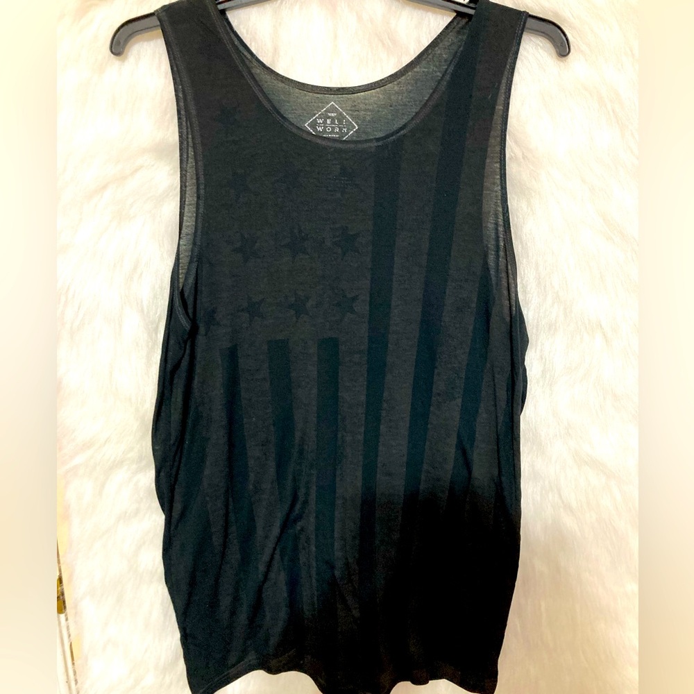 Sheer American Flag Muscle Shirt size large